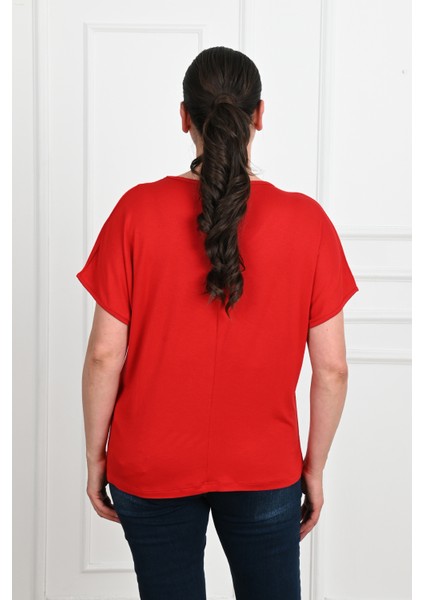 Kadın V Yaka Büyük Beden T-Shirt 1486-23 fiyatları