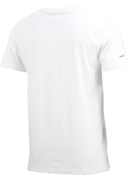 Erkek Bisiklet Yaka Yazlık Göğüs Baskılı Standart Fit Beyaz T-Shirt fırsatları