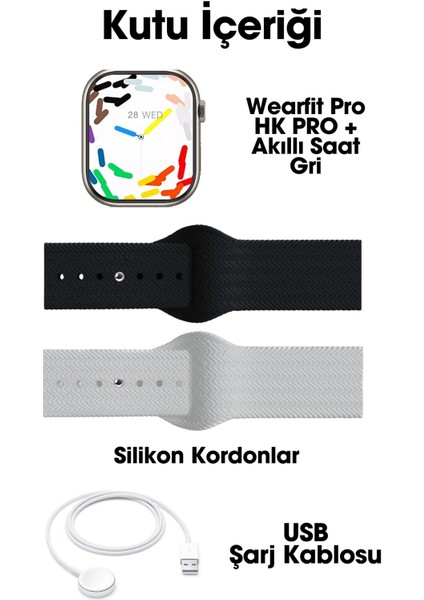 Wearfit Hk9 Pro + Akıllı Kol Saati Model:inç 45MM Amoled Ekran (Gri)