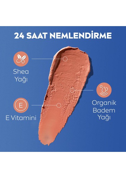 Renkli Dudak Bakım Kremı,Nude,4,8gr,Nemlendırme,Spf30,Doğal Yağlar,E Vitamini,Dudak Ve Yanaklar Için