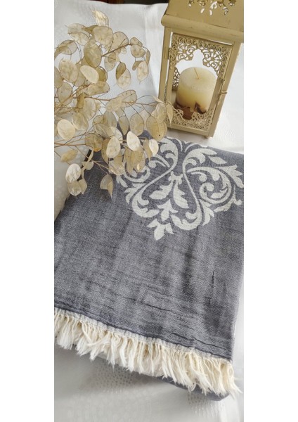 Jakarlı Barok Desenli Çift Kişilik Organik Pamuk Pike 185X230CM (Oeko-Tex® Standard 100 Sertifikalı)