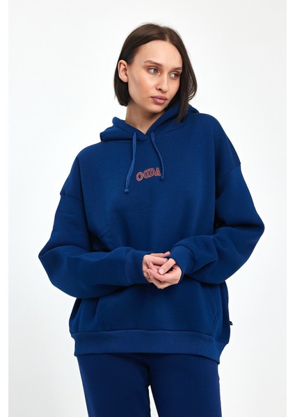 Küçük Baskılı Kapüşonlu Sweatshirt