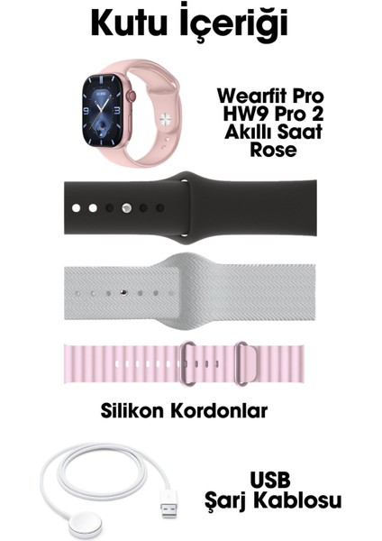 Wearfit Hw9 Pro 2 Gift Akıllı Kol Saati Model:inç 45MM Miniled Ekran (Rose Gold)