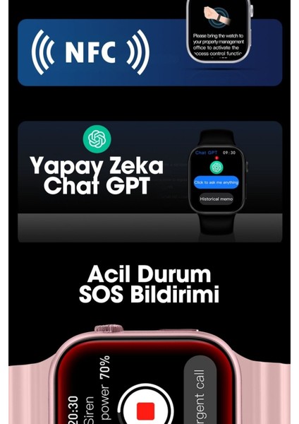 Wearfit Hw9 Pro 2 Gift Akıllı Kol Saati Model:inç 45MM Miniled Ekran (Rose Gold)