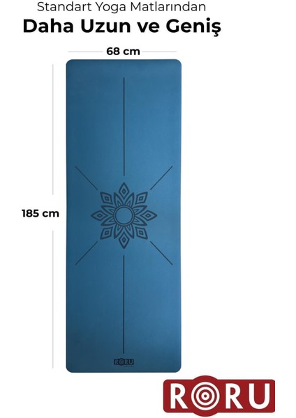 Sun Ekstra Kaydırmaz Yoga Egzersiz Matı 185 x 68 cm 4 mm Kuru - Nemli Ellere, Kauçuk, Indigo