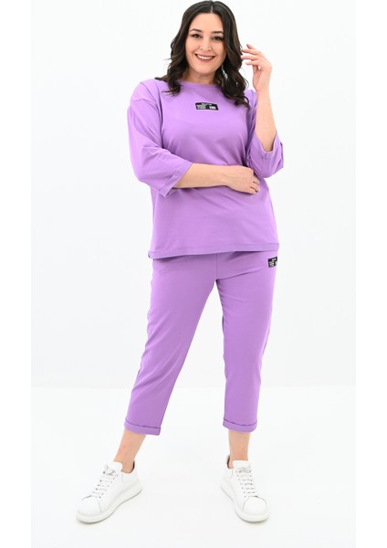 Kadın Büyük Beden Etiket Detaylı Eşofman Takımı 8100-24
