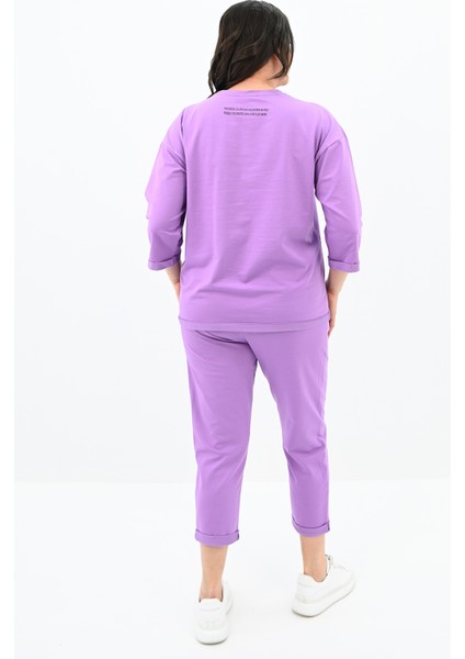 Kadın Büyük Beden Etiket Detaylı Eşofman Takımı 8100-24 modelleri