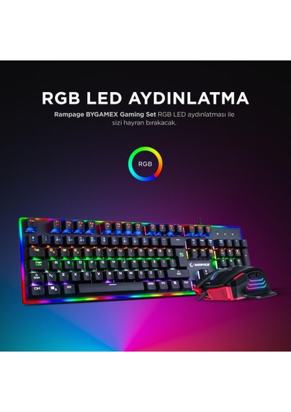 Bygame-K1 Mekanik Rgb Klv Süper 3lü Makrolu Oyuncu Seti