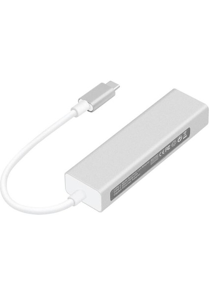 Type-C Hub 3 Port USB 3.0 Çoklayıcı + 1000 Mpbs Ethernet Çevirici