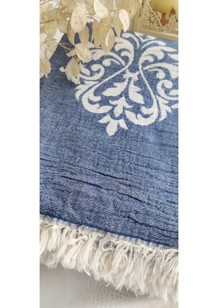 Jakarlı Barok Desenli Çift Kişilik Organik Pamuk Pike 185X230CM (Oeko-Tex® Standard 100 Sertifikalı)