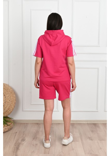 Kadın Çizgi Detaylı Büyük Beden Şortlu Takım 3768-23 modelleri