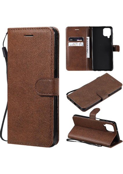 Samsung Galaxy A22 4g Klasik Düz Renk Iş Cüzdan Için Flip Case (Yurt Dışından)