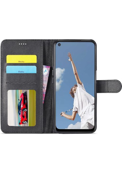 Oppo A54 4g Için Tutucu Kart Yuvaları ile Cüzdan Buzağı Doku Flip Case (Yurt Dışından)