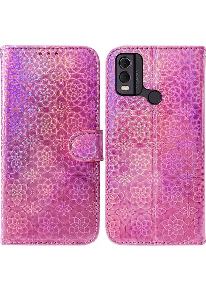 Nokia C22 Glitter Renkli Cüzdan Kılıf Premium Pu Deri Kart (Yurt Dışından)