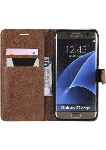 Kart Yuvası Iş Cüzdan Telefon ile Samsung Galaxy S7 Kenar Için Flip Case (Yurt Dışından)