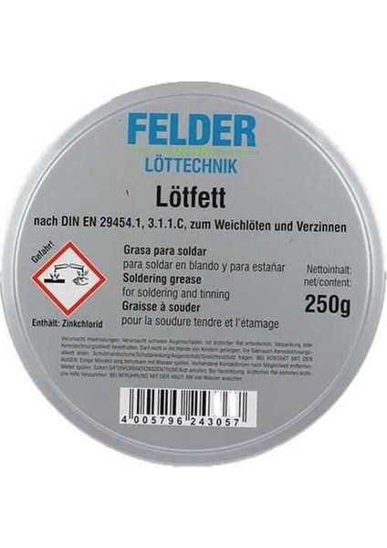Felder Lötfett Lehim Pastası 250GR fiyatları