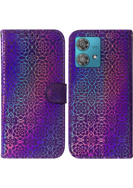 Motorola Kenar 40 Neo Cüzdan Durumda Glitter Renkli Standı Tutucu Pu (Yurt Dışından)