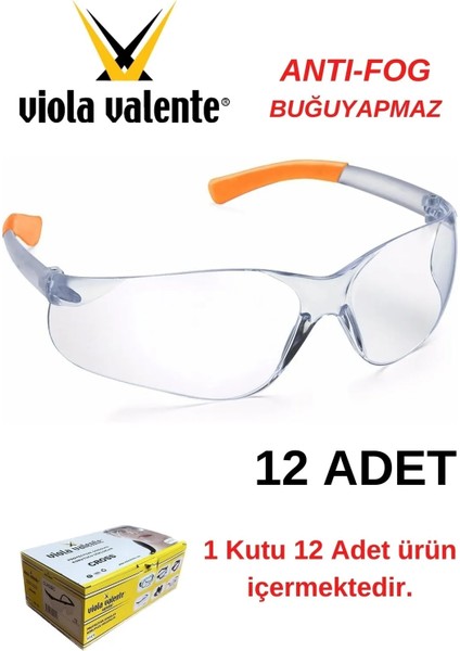 Viola Valente Cross 602 Series Iş Gözlüğü 12'li Antifog