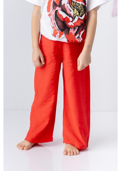 Kız Çocuk Dokuma Viskon Düz Pantolon