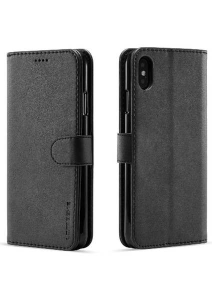 Tutucu ile iphone Xs Max Buzağı Doku Yatay Çevir Deri (Yurt Dışından)