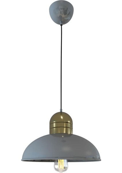 Cupola Gri Gold Metal Avize, Retro Salon Avize, Mutfak Avize, Sarkıt Aydıtlanma, Salon Avizesi
