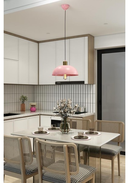 Piatto Pembe Gold Metal Avize, Retro Salon Avize, Mutfak Avize, Sarkıt Aydıtlanma, Salon Avizesi