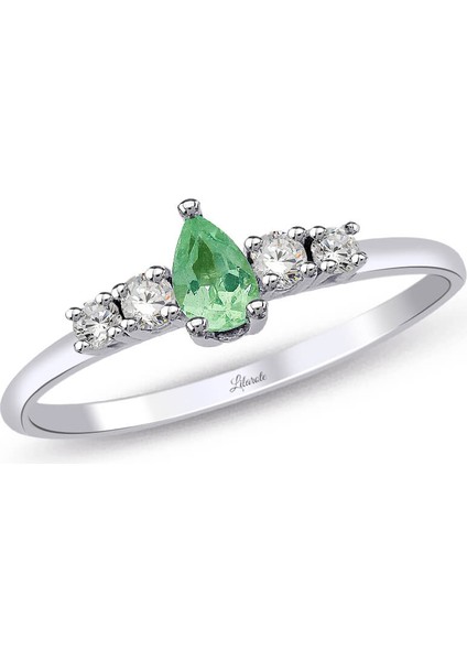 Yeşil Oval Topazlı Pırlanta Yüzük