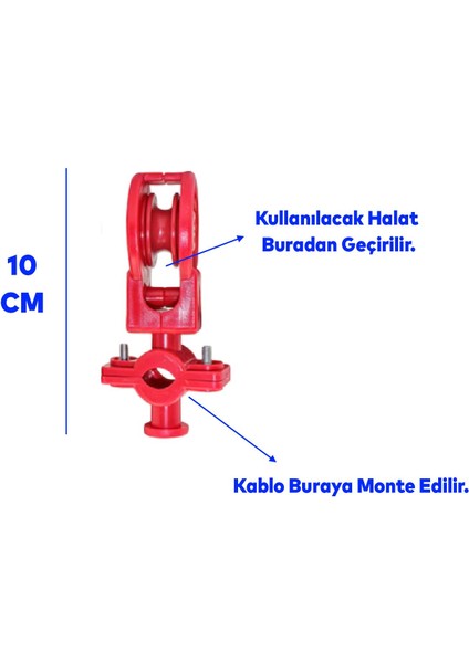 Kablo Makarası Plastik Kırmızı Kablo Taşıyıcı Kablo Dolaşma Önleyici Seyyar Taşıma 360 Derece Döner