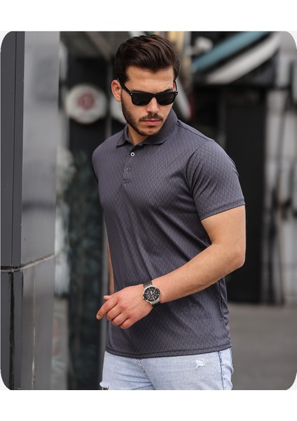 Mens Style Polo Yaka Mikro Desenli Tişört