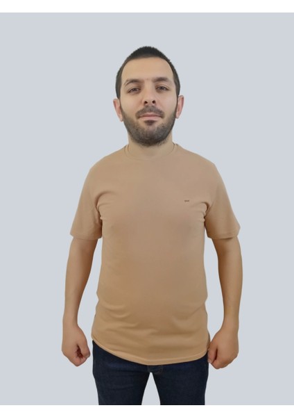 Erkek Sport Sıfır Yaka Bisküvi Tişört
