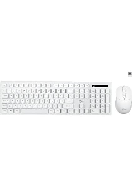 Lenovo Lecoo KW201 Kablosuz Türkçe Q Klavye & Mouse Set Beyaz