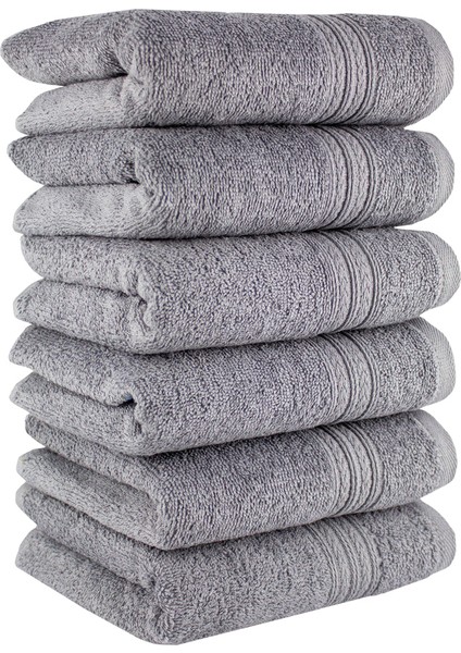 Bordur Desenli 6 Lı Havlu Seti 30 x 50 cm Açık Gri Pamuk modelleri