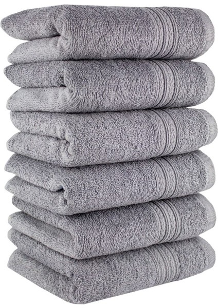 Bordur Desenli 6 Lı Havlu Seti 30 x 50 cm Açık Gri Pamuk fırsatları