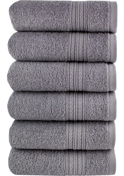 Bordur Desenli 6 Lı Havlu Seti 30 x 50 cm Açık Gri Pamuk indirimleri