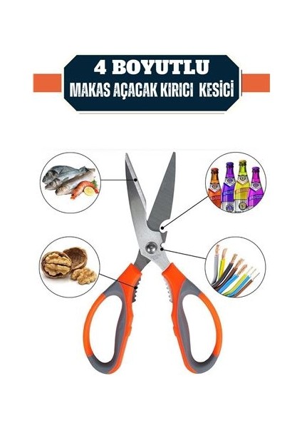 Kuhn 4 Boyutlu Mutfak Makası Açacak Kırıcı Kesici 715964