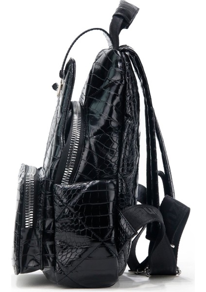 Kadın Deri Görünümlü Kilitli Siyah Çanta modelleri