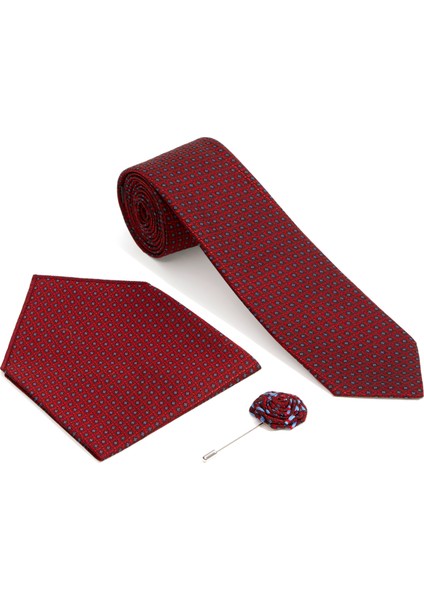 Pierre Cardin Erkek Bordo 3'lü Kravat Mendil Set 50295459-900