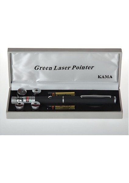 Yeşil Lazer Pointer 50 Mw 15 Km Etkili 5 Başlıklı Pilli Işık Fener