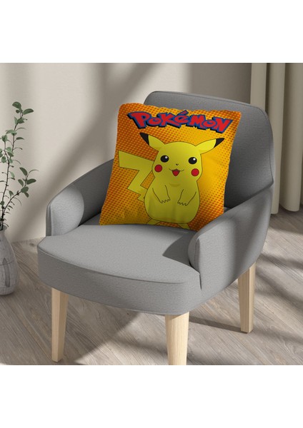 Evan Home Pokemon Pikaçu Desenli Çocuk Bebek Odası Kırlent Kılıfı