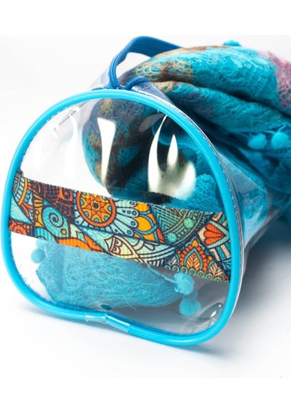 Fırça Desen El Tutmalı Büyük Boy Mavi Şeffaf Tatil Plaj Kozmetik Makyaj ve Bakım Çantası fırsatları
