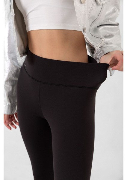 Ekstra Yüksek Bel Toparlayıcı Karyoka Dikişli Kışlık Içi Polar Push Up Kadın Tayt @simena modelleri