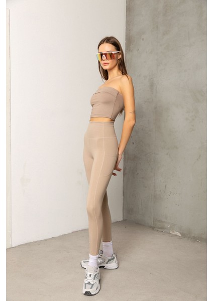 Çift Cepli Yüksek Bel Spor ve Günlük Kullanıma Uygun Karyoka Dikişli Kadın Tayt @prato fiyatları