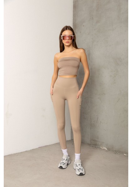 Çift Cepli Yüksek Bel Spor ve Günlük Kullanıma Uygun Karyoka Dikişli Kadın Tayt @prato fırsatları