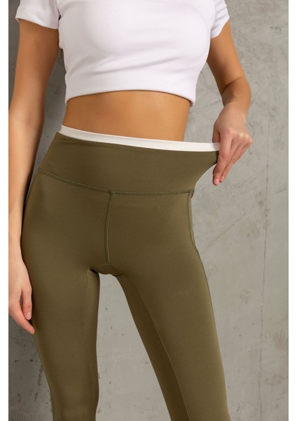 Kontrast Biye, Yüksek Bel Spor ve Günlük Kullanıma Uygun Karyoka Dikişli Kadın Tayt @rotterdam modelleri