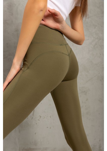 Kontrast Biye, Yüksek Bel Spor ve Günlük Kullanıma Uygun Karyoka Dikişli Kadın Tayt @rotterdam fırsatları