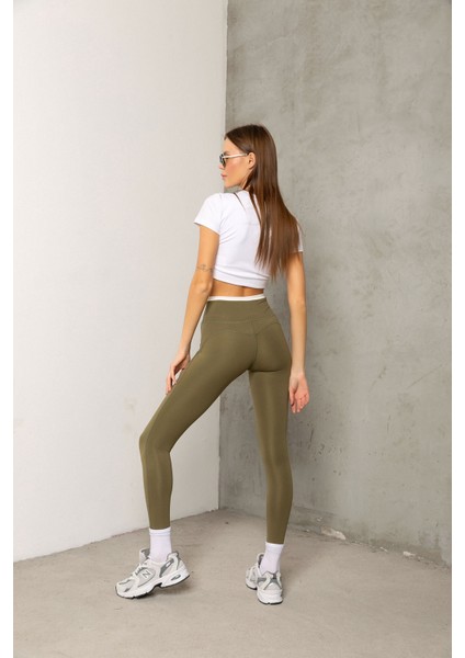 Kontrast Biye, Yüksek Bel Spor ve Günlük Kullanıma Uygun Karyoka Dikişli Kadın Tayt @rotterdam indirimleri