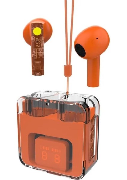 F08 Dijital Şarj Göstergeli Şeffaf Tasarımlı Tws Bluetooth Kulaklık