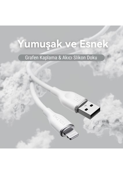 VOLTME C2088 Powerlink Moss 60W USB to Lightning Şarj Kablosu 1.2M 3A- Beyaz