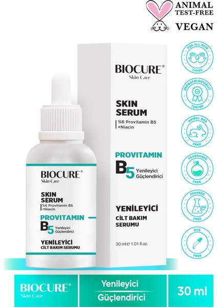 Provitamin B5, Panthenol Yenileyici, Cilt Güçlendiricili Cilt Bakım Serumu 30 ml