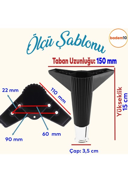 Elista 6'lı Set Mobilya TV Ünitesi Yükseltici M8 Civatalı Destek Ayağı Ayakları 15 cm Siyah Krom fiyatları